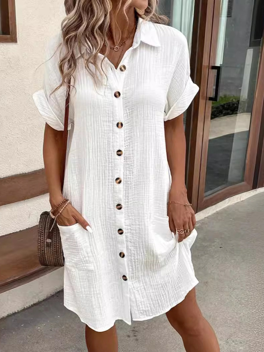 Women's Casual Elegant Mid-Length Shirt Dress gracestitchs