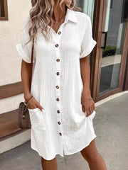 Women's Casual Elegant Mid-Length Shirt Dress gracestitchs