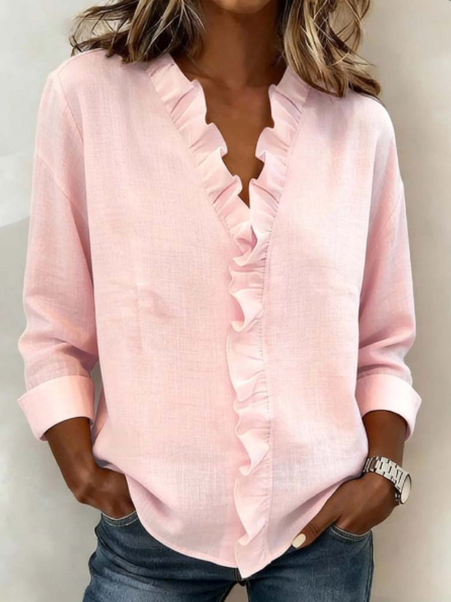 Women's Casual Elegant Ruffle Long-Sleeve Shirt gracestitchs