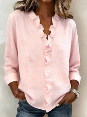 Women's Casual Elegant Ruffle Long-Sleeve Shirt gracestitchs