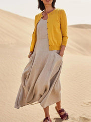 Women's Casual Elegant Sleeveless Cotton Midi Dress gracestitchs