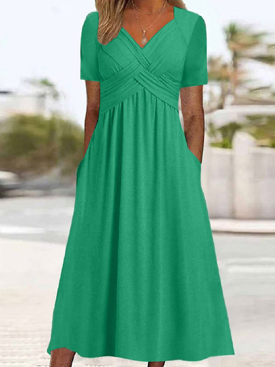 Women's Cross-Design Casual Elegant Dress gracestitchs
