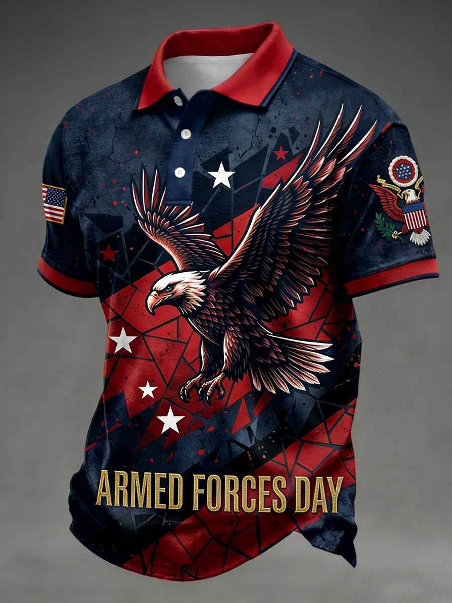 Men's Armed Forces Day Print Short Sleeves Shirt