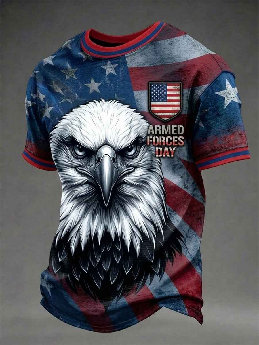 Men's Armed Forces Day Print Casual T-Shirt