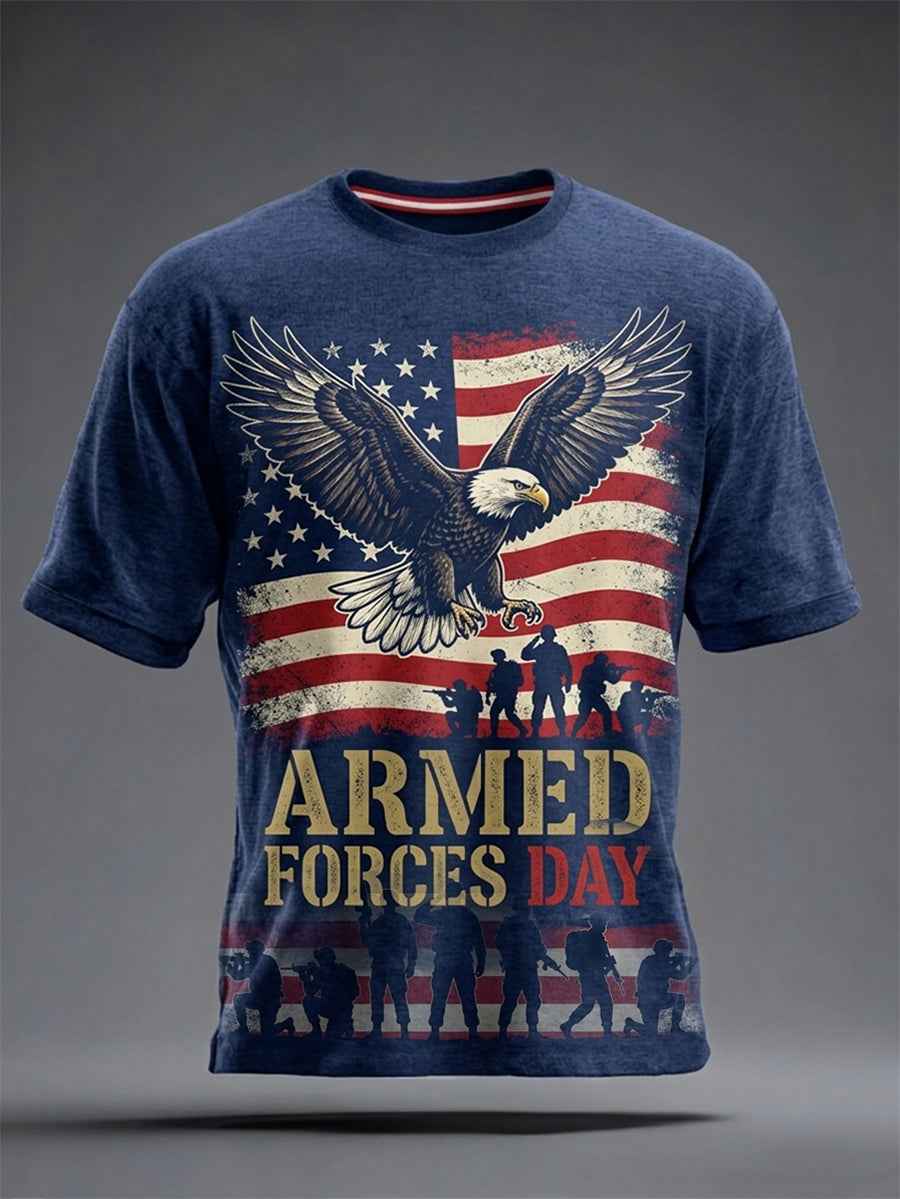 Men's Armed Forces Day Print Casual T-Shirt
