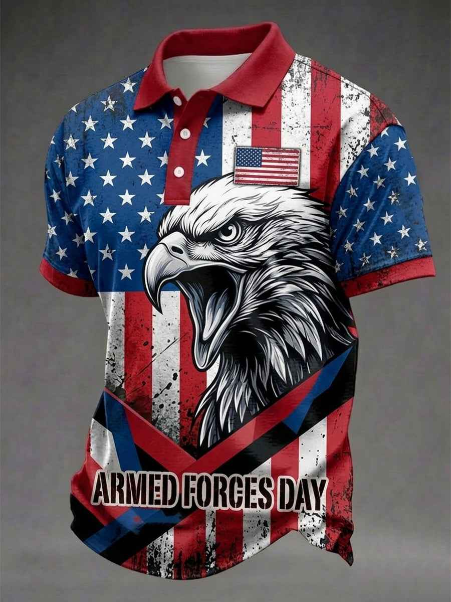 Men's Armed Forces Day Print Short Sleeves Shirt