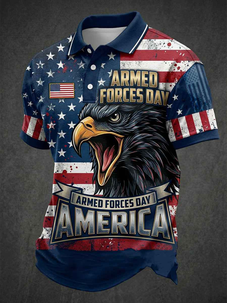 Men's Armed Forces Day Print Short Sleeves Shirt