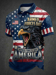 Men's Armed Forces Day Print Short Sleeves Shirt