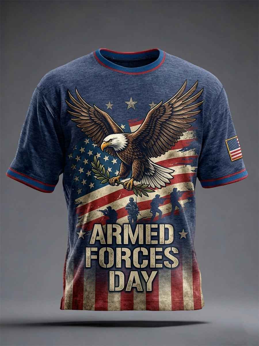 Men's Armed Forces Day Print Casual T-Shirt