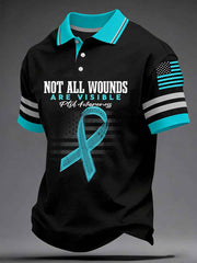 Men's PTSD Awareness Veteran Printed Casual Tops