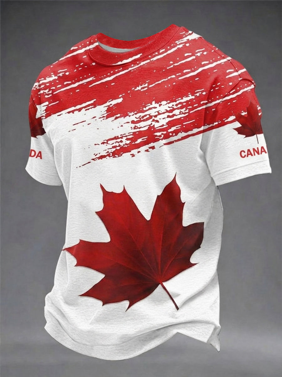 Men's Happy Canada Day Canadian Maple Leaf  Print Casual Tee gracestitchs