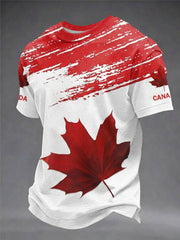 Men's Happy Canada Day Canadian Maple Leaf  Print Casual Tee gracestitchs