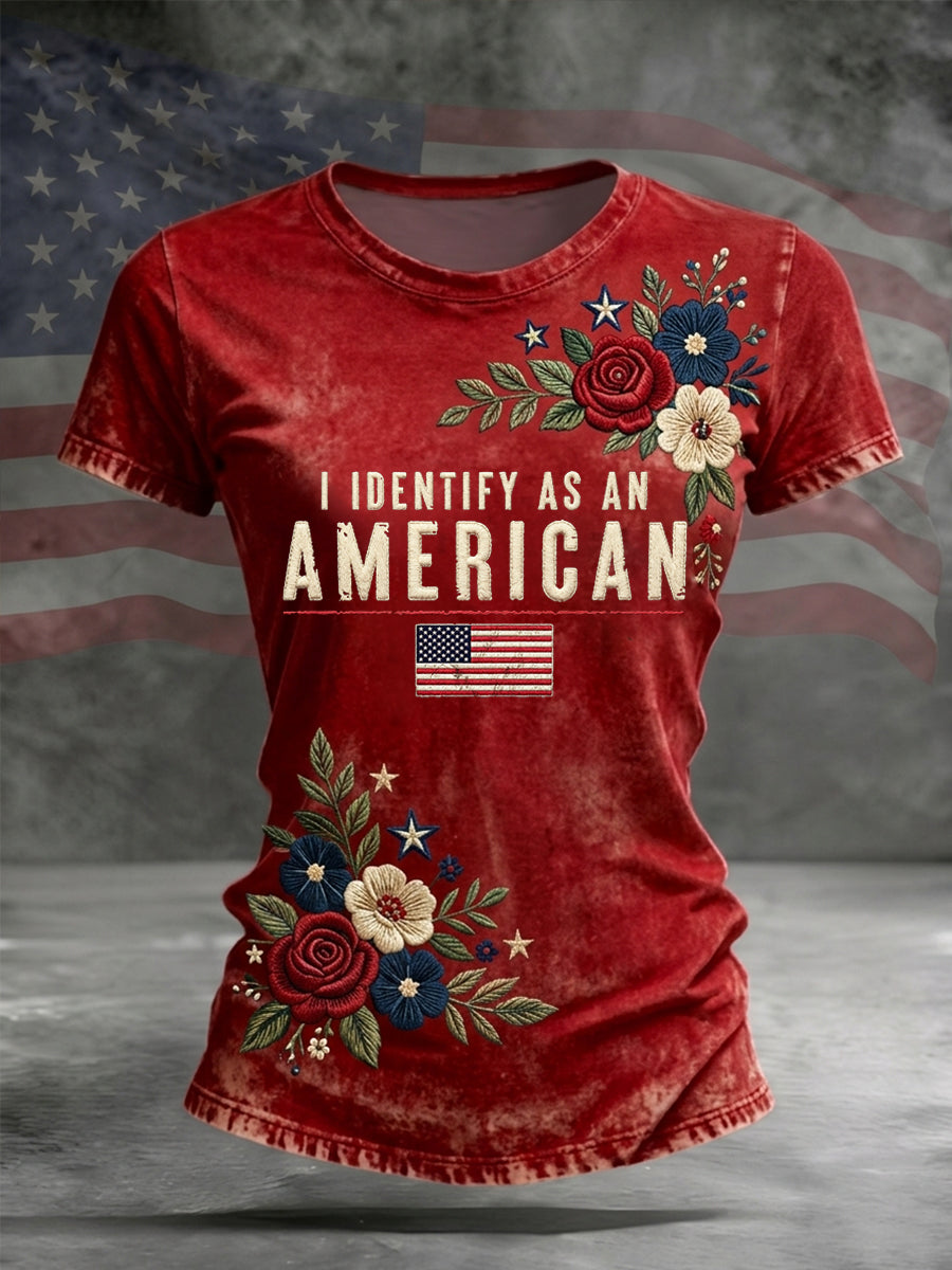 Women's I Identify As An American Casual Patriot Tee gracestitchs