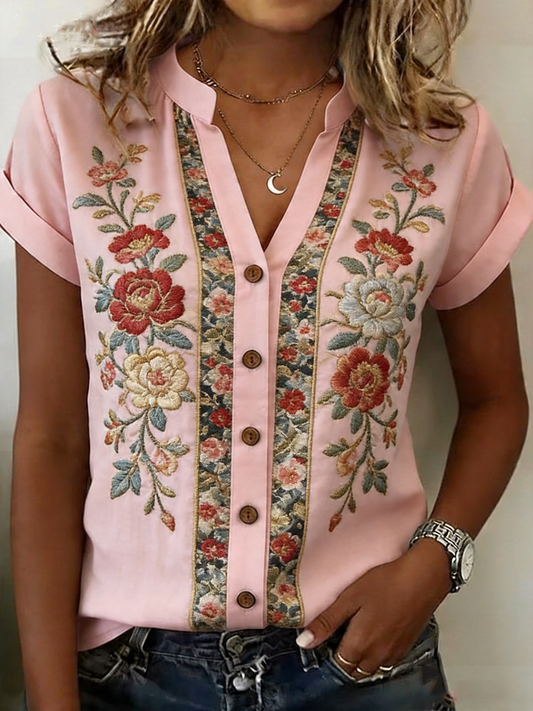 Women's Pink Floral Print shirts gracestitchs