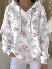 Women's Breast Cancer Pink Print Casual Hoodie gracestitchs