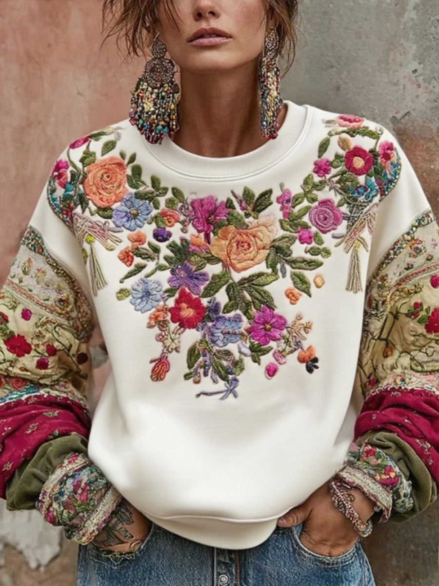 Women's Breast Cancer Awareness Floral Printed Sweatshirt gracestitchs