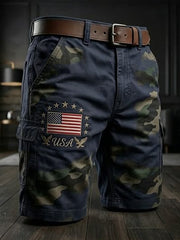 Men's USA Flag Camouflage Print Casual Cargo Shorts gracestitchs