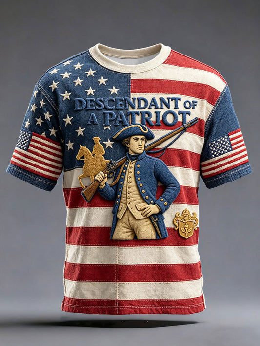 Men's 4th of July Descendant of Patroit Print T-shirt gracestitchs