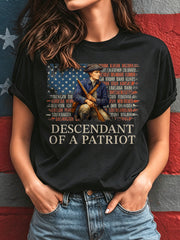 Women's 4th of July Descendant of Patroit Print T-shirt gracestitchs