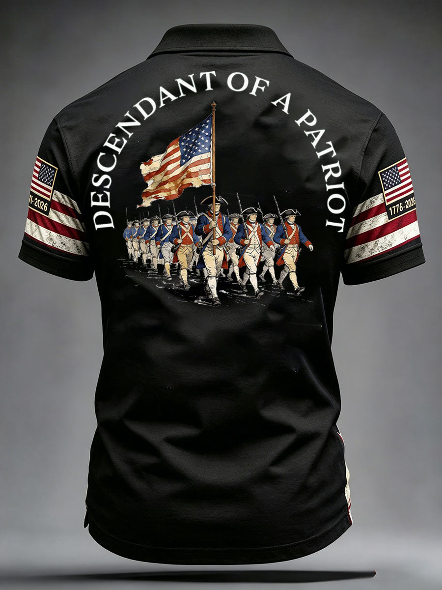 Men's 4th of July Descendant of Patroit Print Casual Tops gracestitchs