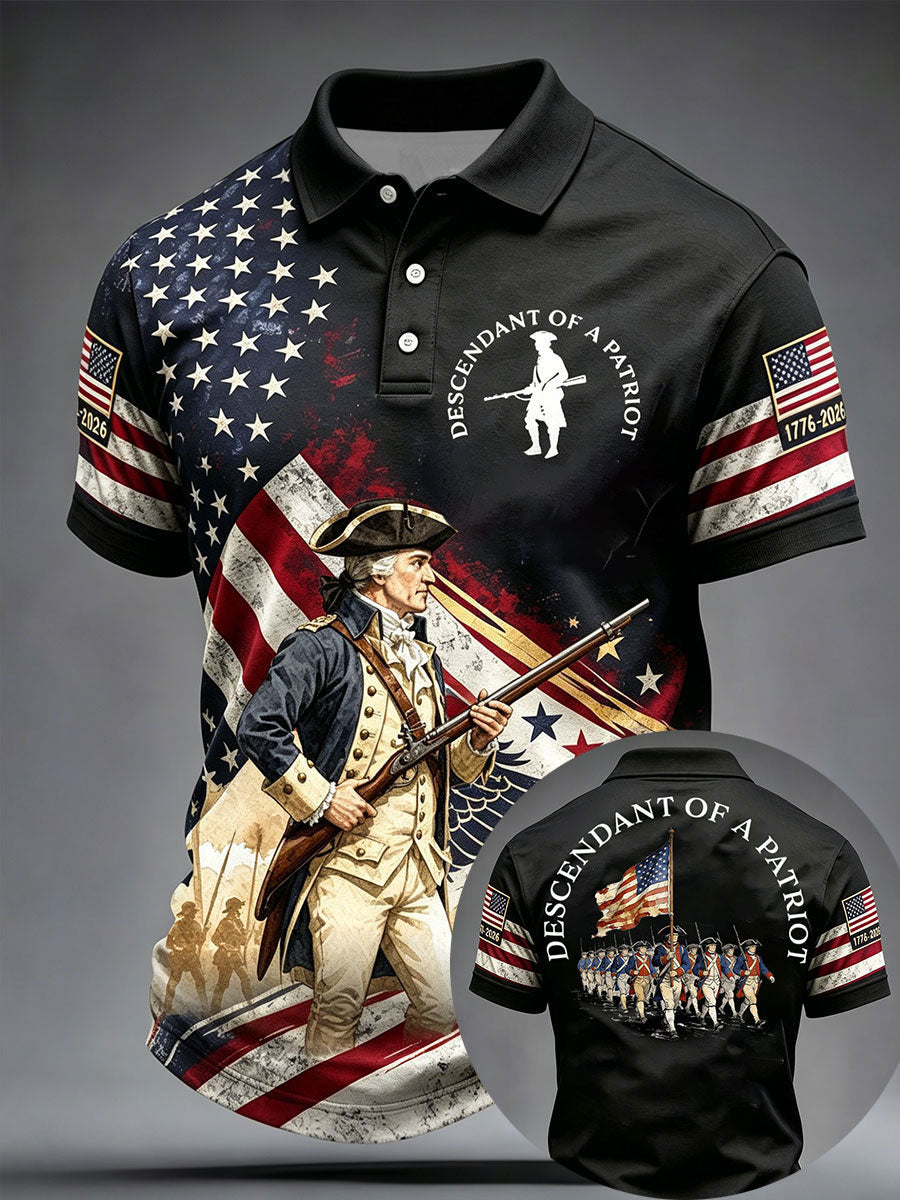 Men's 4th of July Descendant of Patroit Print Casual Tops gracestitchs