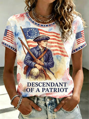 Women's 4th of July Descendant of Patroit Print T-shirt gracestitchs
