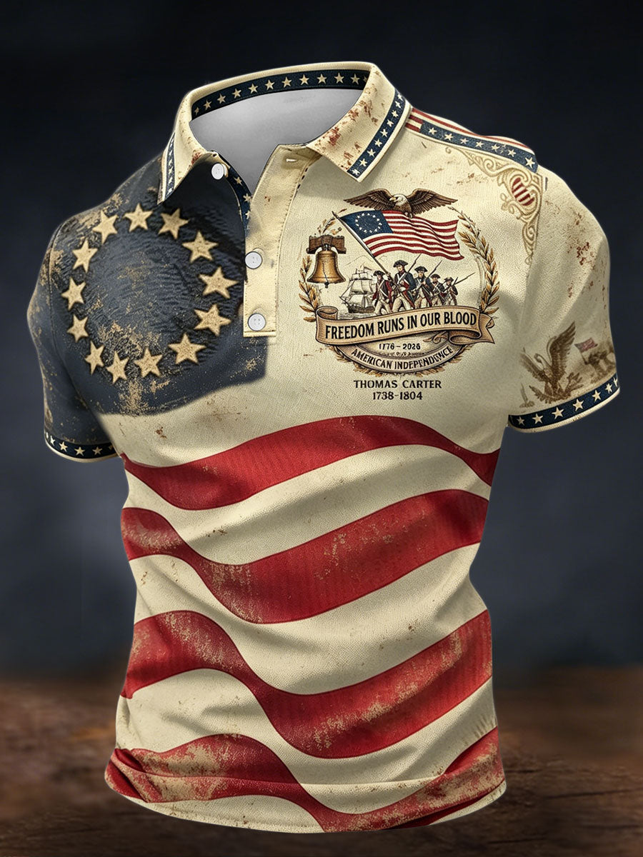 Men's 4th of July Descendant of Patroit Print Casual Tops gracestitchs