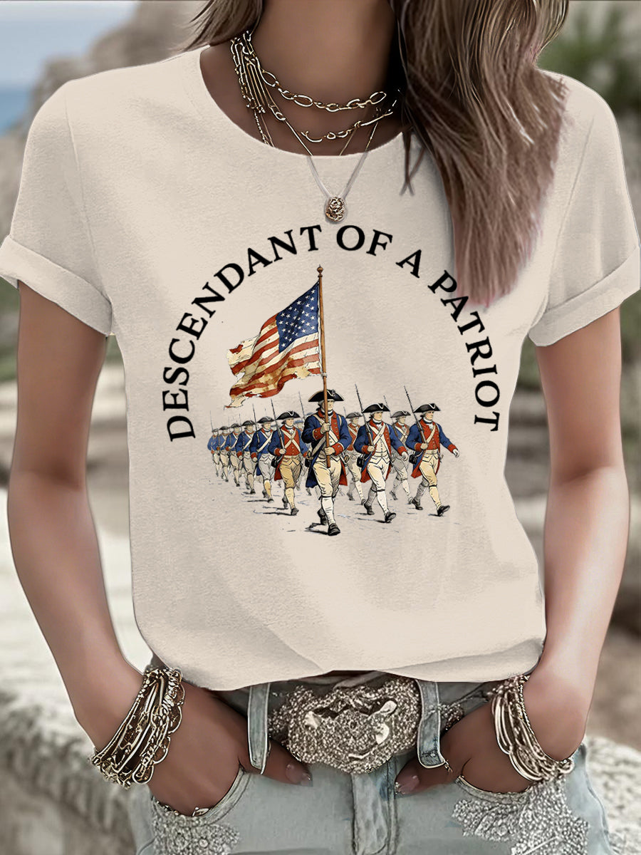 Women's 4th of July Descendant of Patroit Print T-shirt gracestitchs