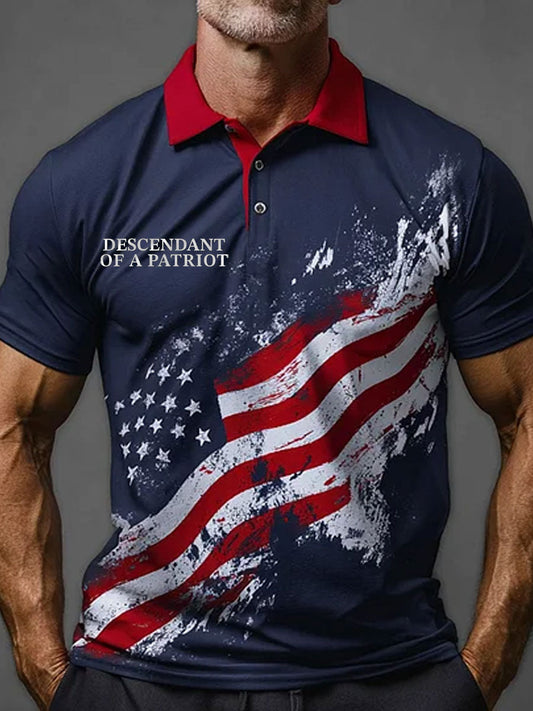 Men's 4th of July Descendant of Patroit Print Casual Tops gracestitchs