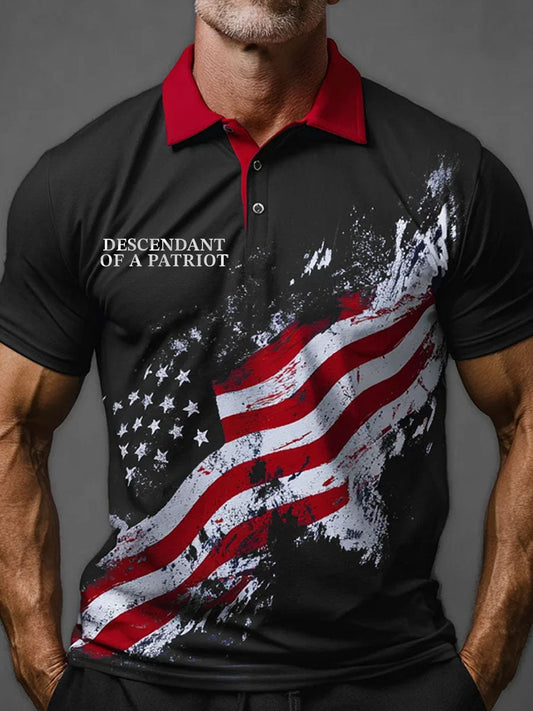 Men's 4th of July Descendant of Patroit Print Casual Tops gracestitchs