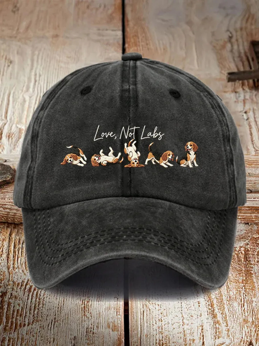 Unisex Love Not Labs Save The Beagles Print Hat gracestitchs