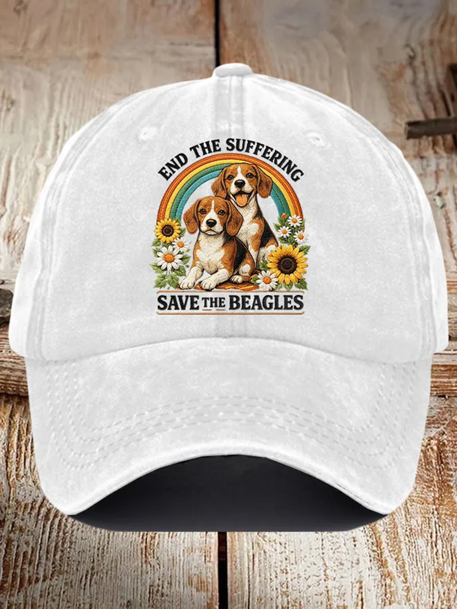 Unisex Save The Beagles Print Hat gracestitchs