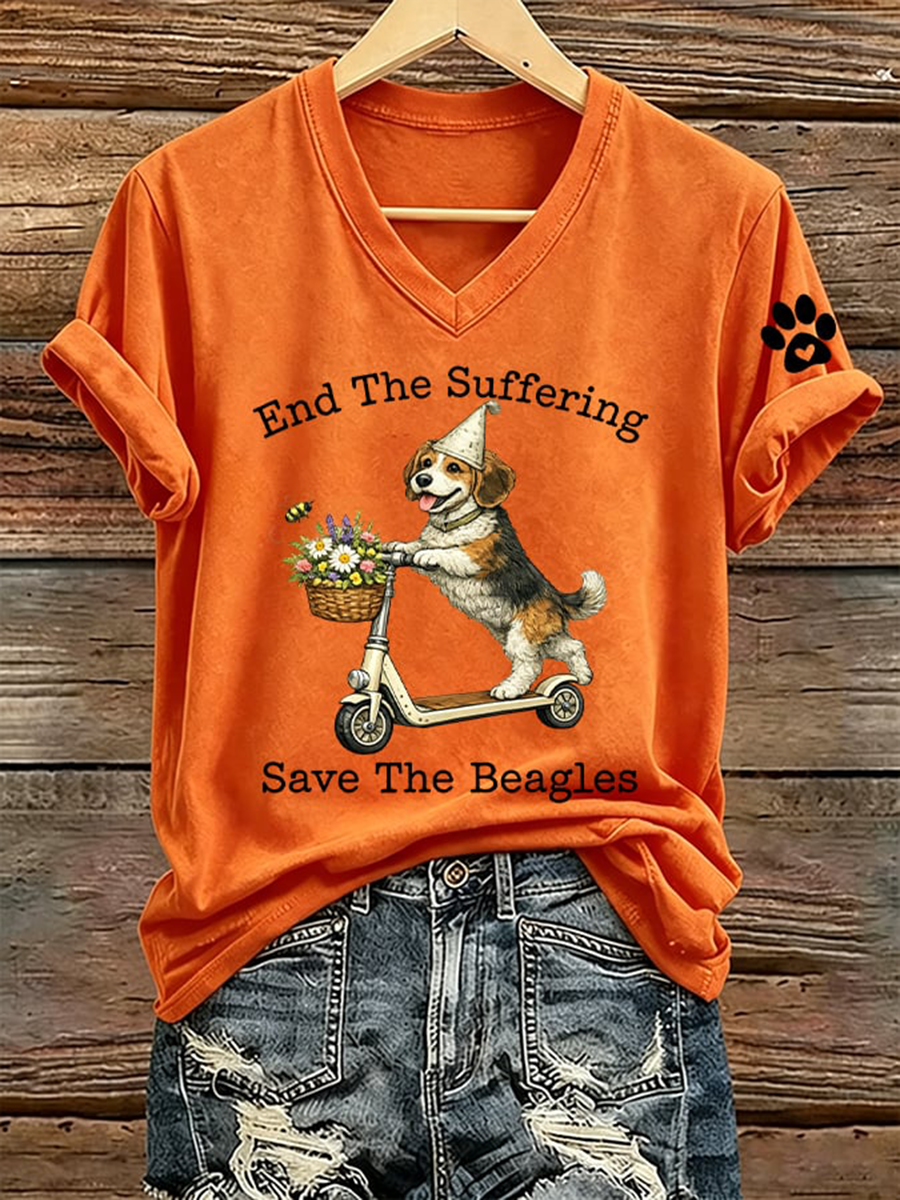 Women's End The Suffering Save The Beagles Short-sleeved T-shirt gracestitchs