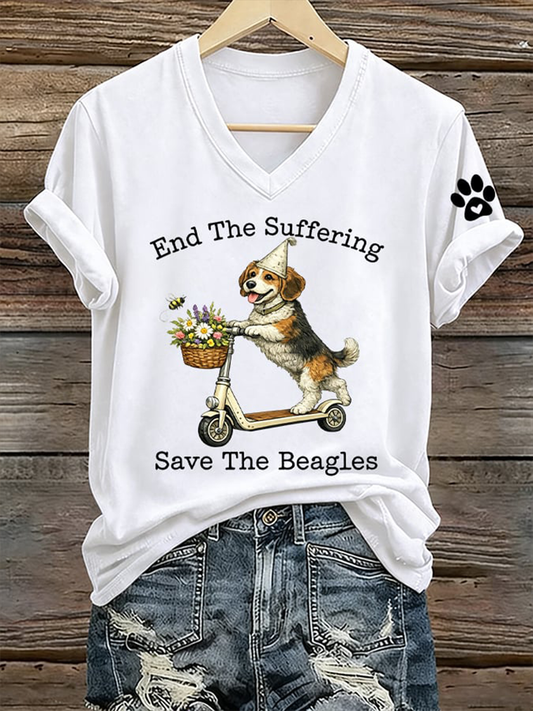 Women's End The Suffering Save The Beagles Short-sleeved T-shirt gracestitchs