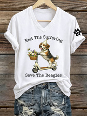 Women's End The Suffering Save The Beagles Short-sleeved T-shirt gracestitchs
