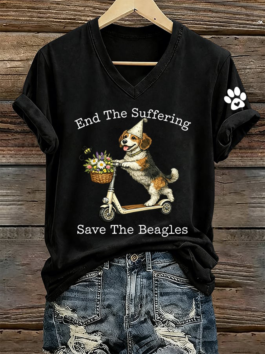 Women's End The Suffering Save The Beagles Short-sleeved T-shirt gracestitchs