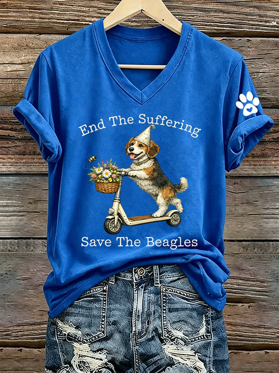Women's End The Suffering Save The Beagles Short-sleeved T-shirt gracestitchs