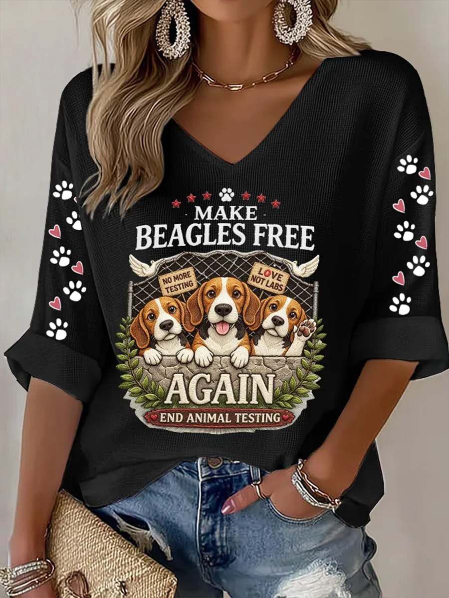 Women's Save The Beagles Waffle T-shirt gracestitchs