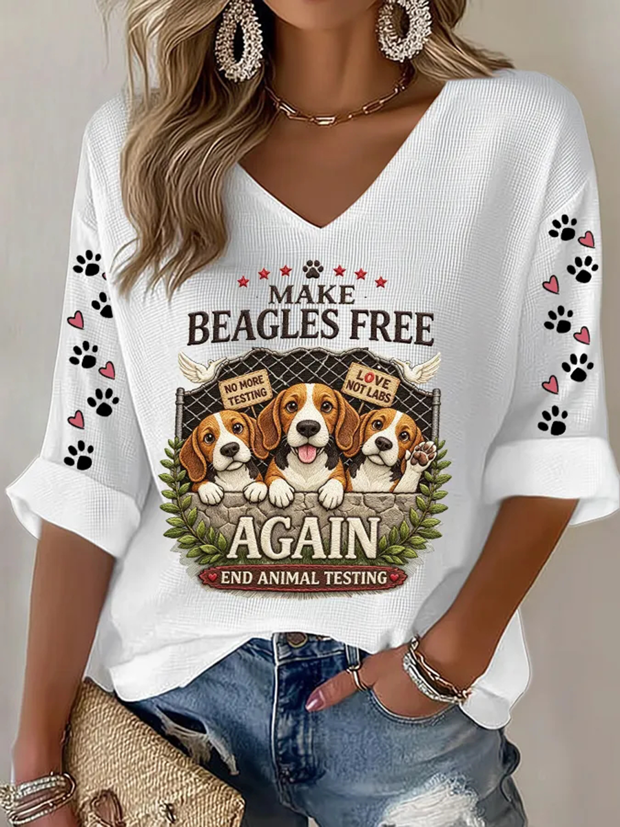 Women's Save The Beagles Waffle T-shirt gracestitchs