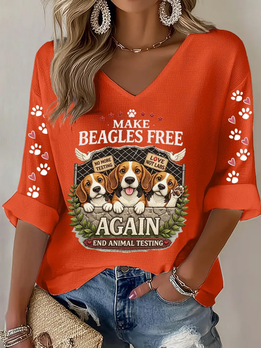 Women's Save The Beagles Waffle T-shirt gracestitchs