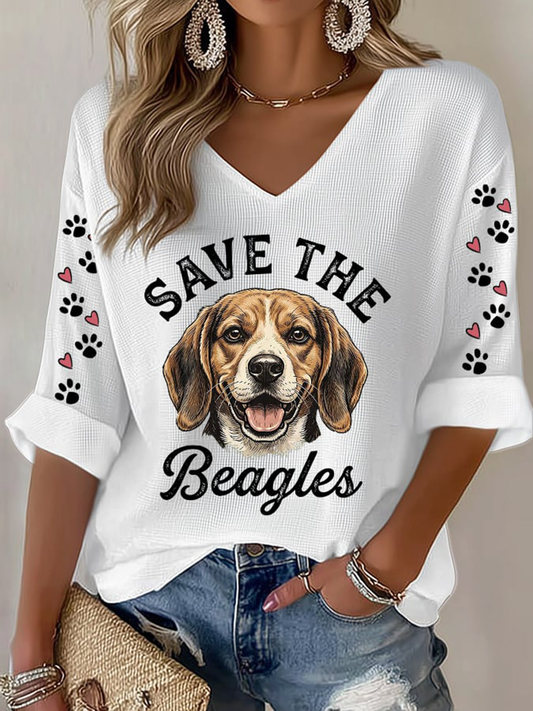 Women's Save The Beagles Waffle T-shirt gracestitchs