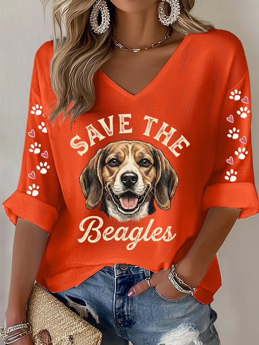 Women's Save The Beagles Waffle T-shirt gracestitchs