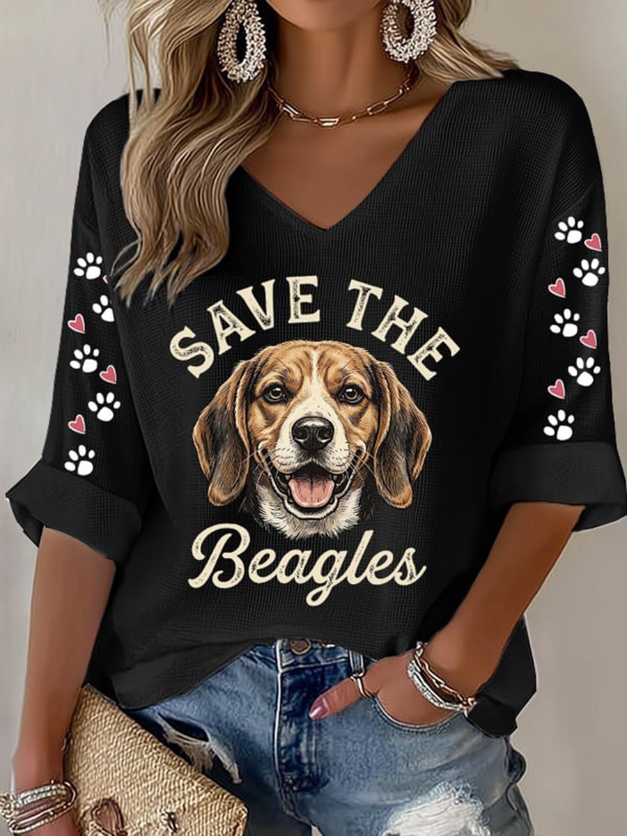 Women's Save The Beagles Waffle T-shirt gracestitchs