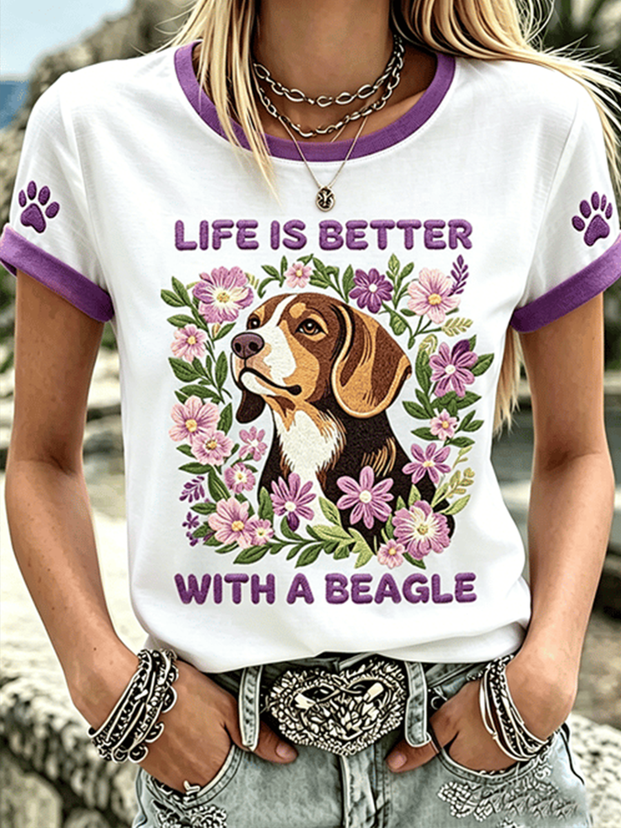 Women's Life Is Is Better With A Beagle Short-sleeved T-shirt gracestitchs