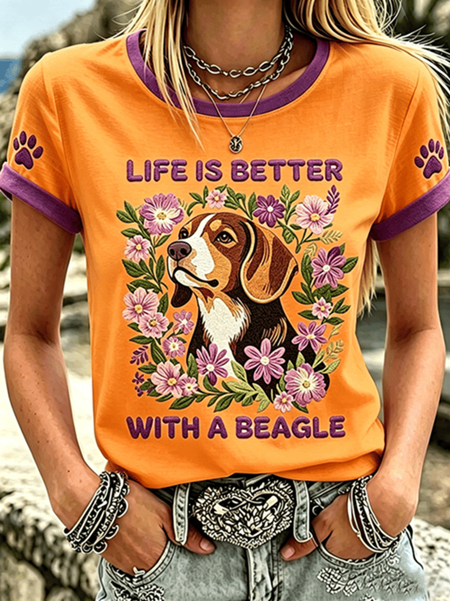 Women's Life Is Is Better With A Beagle Short-sleeved T-shirt gracestitchs