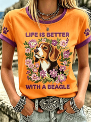 Women's Life Is Is Better With A Beagle Short-sleeved T-shirt gracestitchs