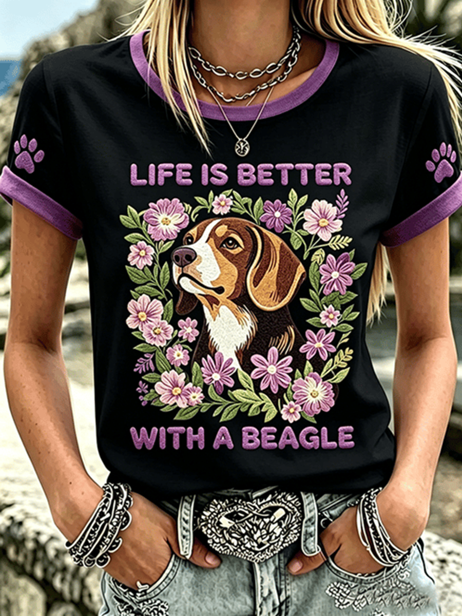 Women's Life Is Is Better With A Beagle Short-sleeved T-shirt gracestitchs