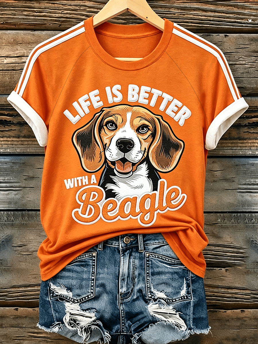Women's Life Is Is Better With A Beagle Round Neck T-shirt gracestitchs