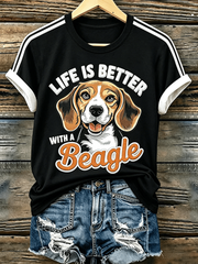 Women's Life Is Is Better With A Beagle Round Neck T-shirt gracestitchs