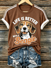 Women's Life Is Is Better With A Beagle Round Neck T-shirt gracestitchs